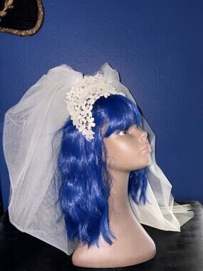 Mid‑Century Bridal Headpiece w/ Blusher Veil – 24.5" Length – EUC